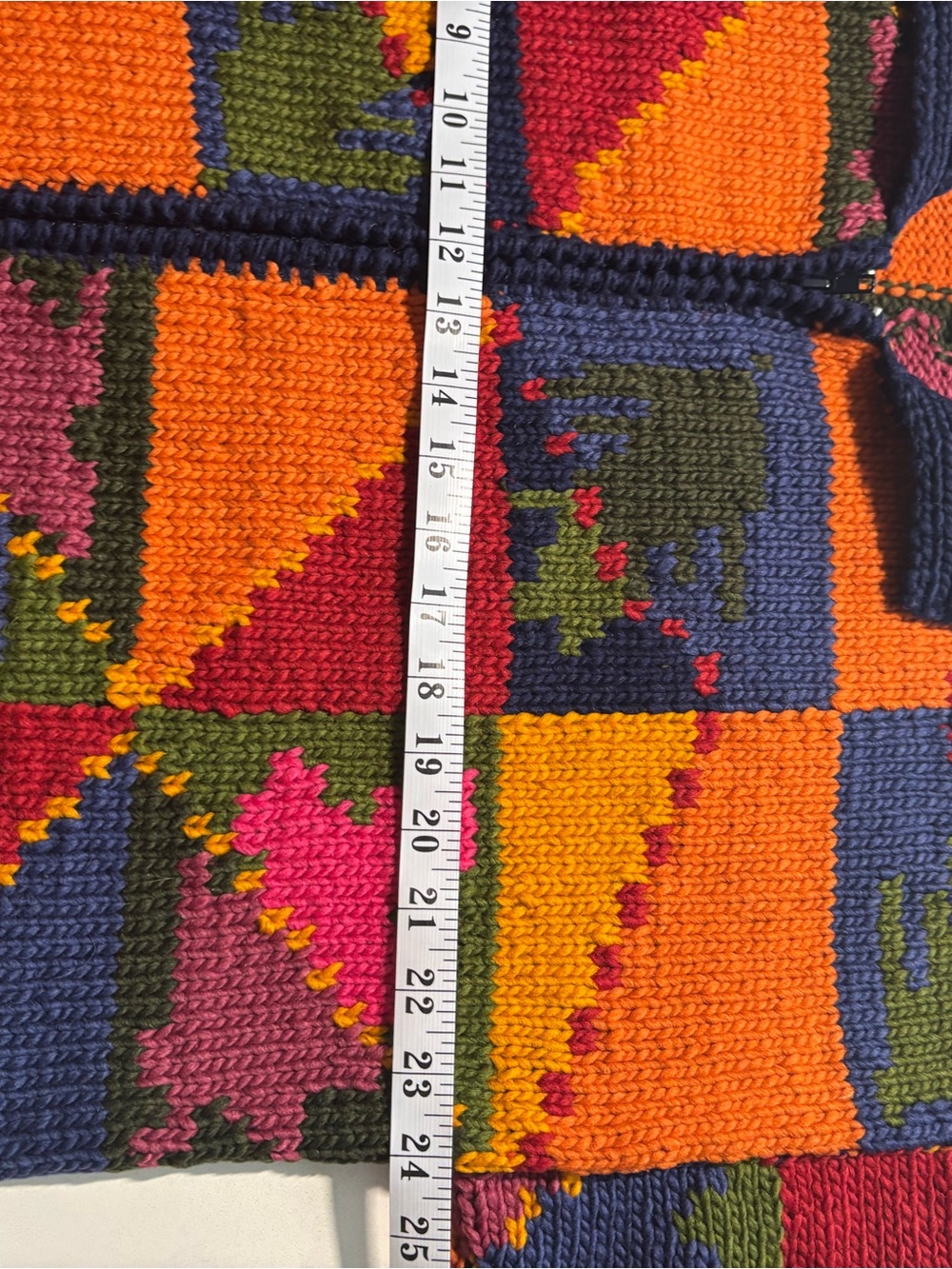 Las Americas 100 percent wool hand knitted sweater vibrant coloured 90s vintage - Picture 12 of 14